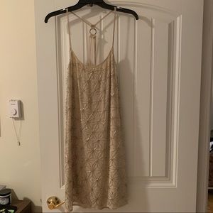 Topshop Beige Beaded Embellished Dress Size 10